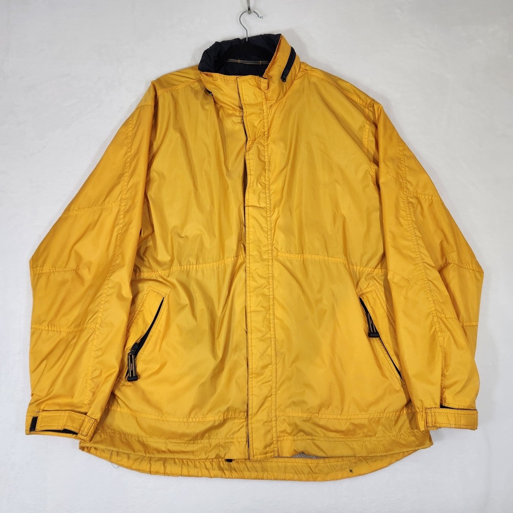 Vintage Gap Mens Yellow Nylon Windbreaker Jacket Stowaway Hood 776032-01 Large